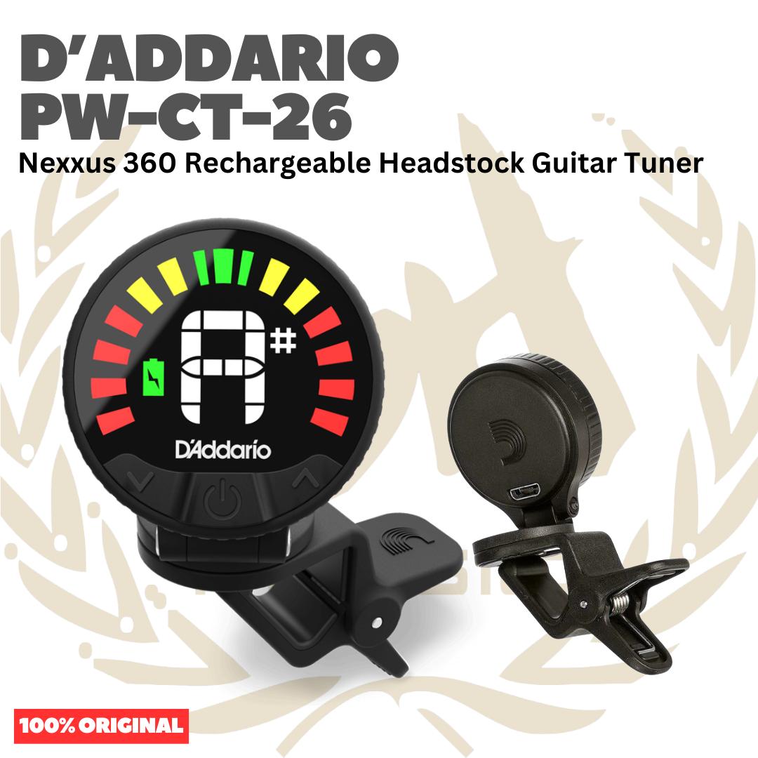 D'addario PW-CT-26 Nexxus 360 Rechargeable Headstock Guitar Tuner - Tuner Gitar Bass Original Asli