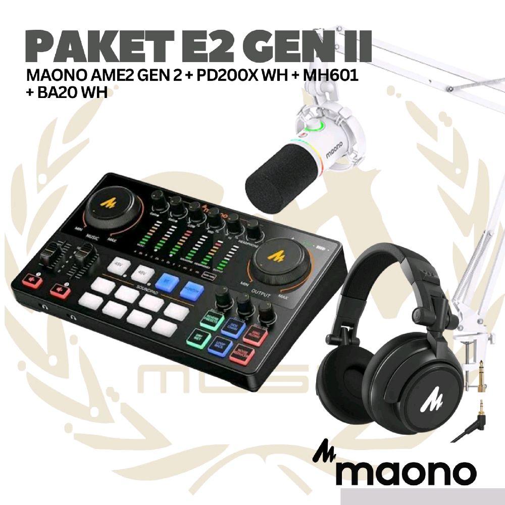 PAKET MAONO E2 GEN 2 - AME2 Gen II - 1  MIC PLUS MH601 - Podcast, Streaming, Recording