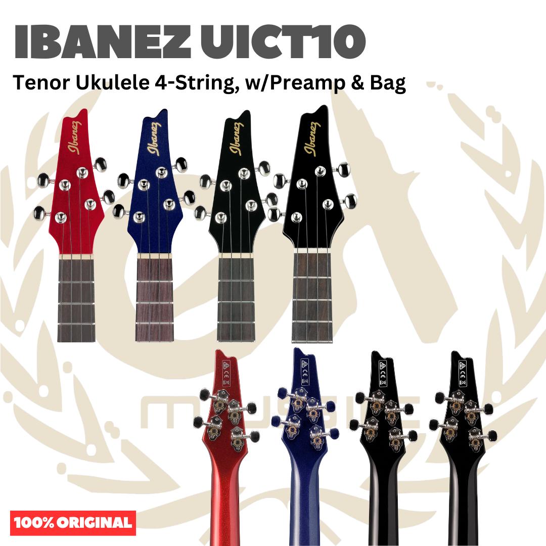 Ibanez UICT10 Tenor Ukulele 4-String w/Preamp & Bag - Ukulele Tenor 4-senar Original Asli
