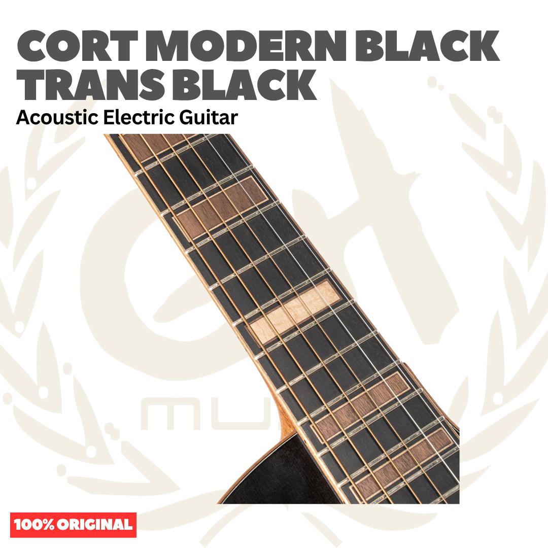 Cort Modern Black Trans Black Acoustic Electric Guitar w/Case - Gitar Akustik Elektrik