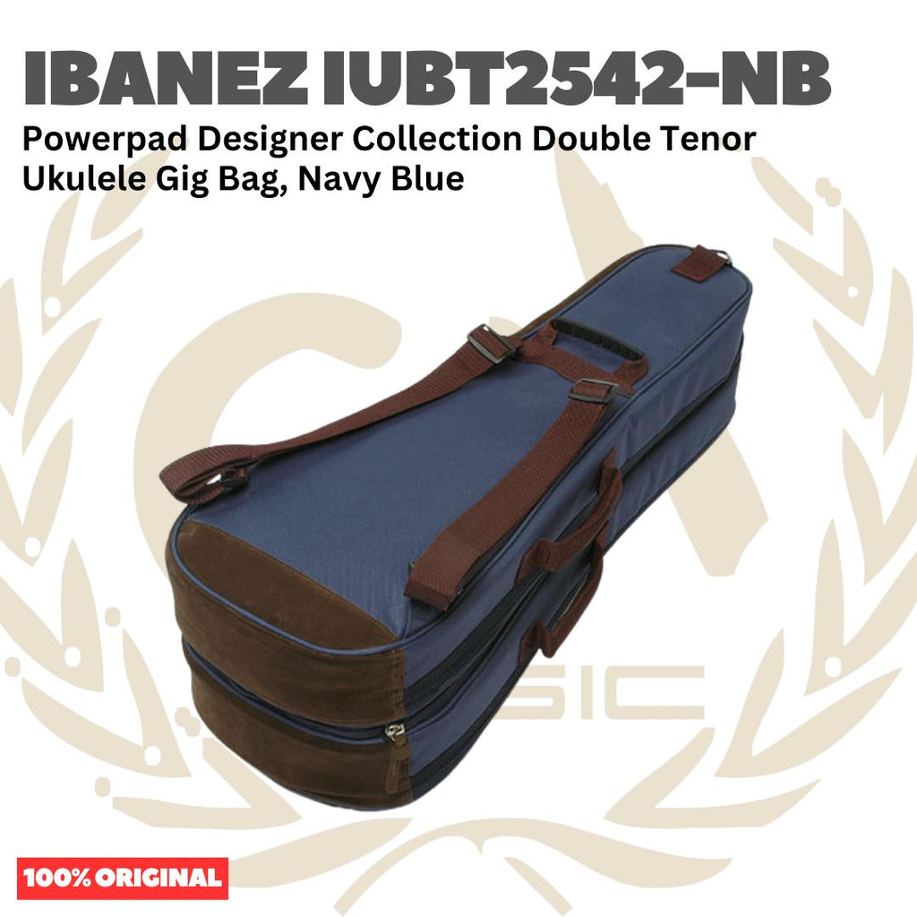 Ibanez IUBT2542-NB Powerpad Designer Collection Double Tenor Ukulele Gig Bag, Navy Blue - Tas Ukulele Tenor Isi 2 Original Asli