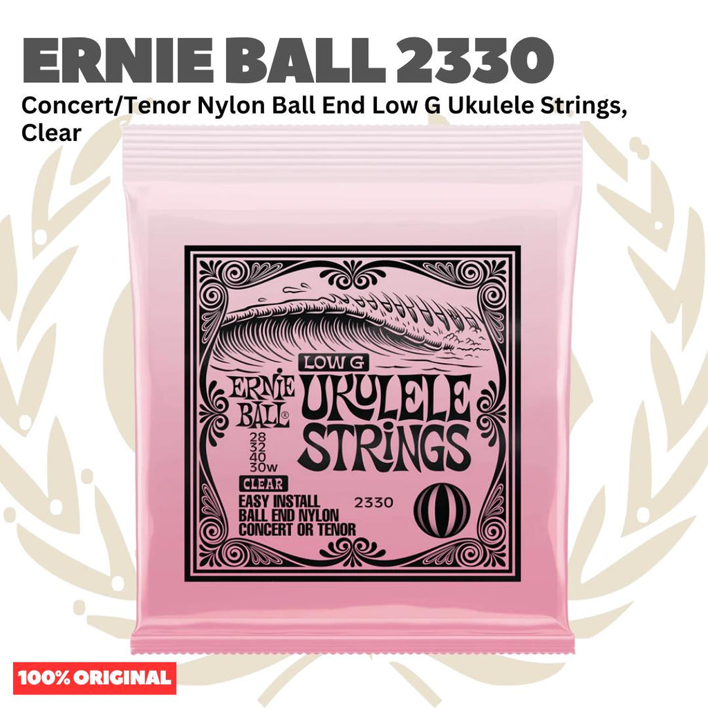 Ernie Ball 2330 Concert/Tenor Nylon Ball End Low G Ukulele Strings, Clear - Senar Ukulele
