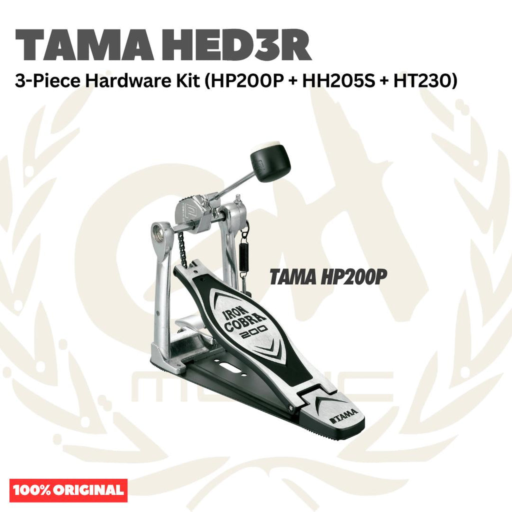 TAMA HED3R 3-Piece Hardware Kit (HP200P + HH205S + HT230) - Bundel Set 3in1 Hard ware Stand Hi-hat + Kick Pedal + Bangku Kursi Drum