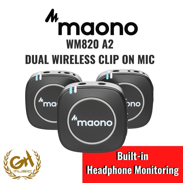 MAONO WM820 A2 DUAL TRANSMITTERS WIRELESS SYSTEM, LAVALIER CLIP ON MIC