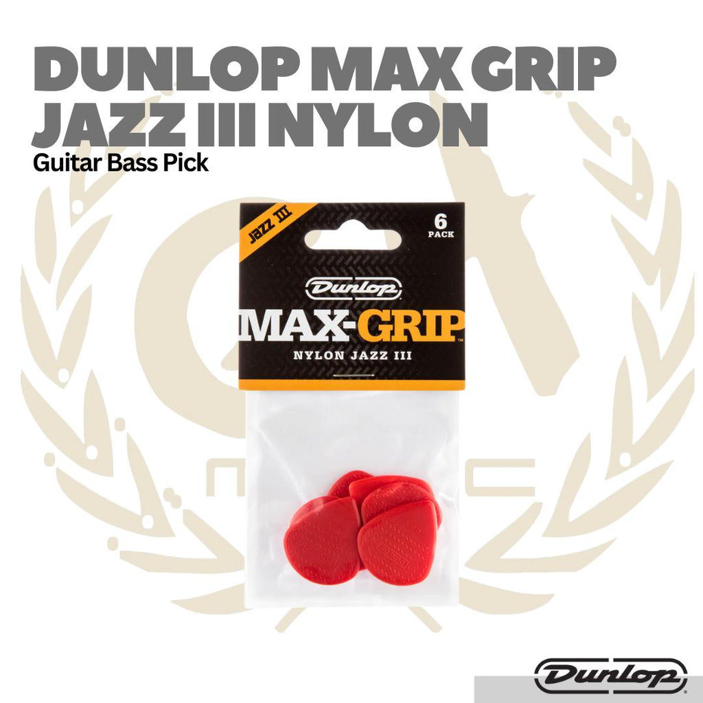 Dunlop Max Grip JAZZ III Nylon Pick Isi 6 - Pick Gitar Bass