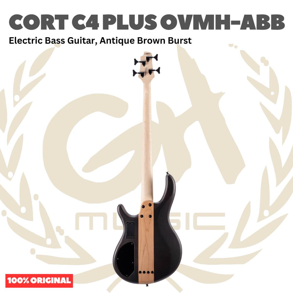 Cort C4 PLUS OVMH-ABB Electric Bass Guitar, Antique Brown Burst - Bass Listrik Electric C-4 Plus OVMHABB Original Asli