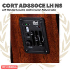 Cort AD880CE-LH-NS Left-Handed Acoustic Electric Guitar, Natural Satin - Gitar Kidal Akustik Elektrik Original Asli