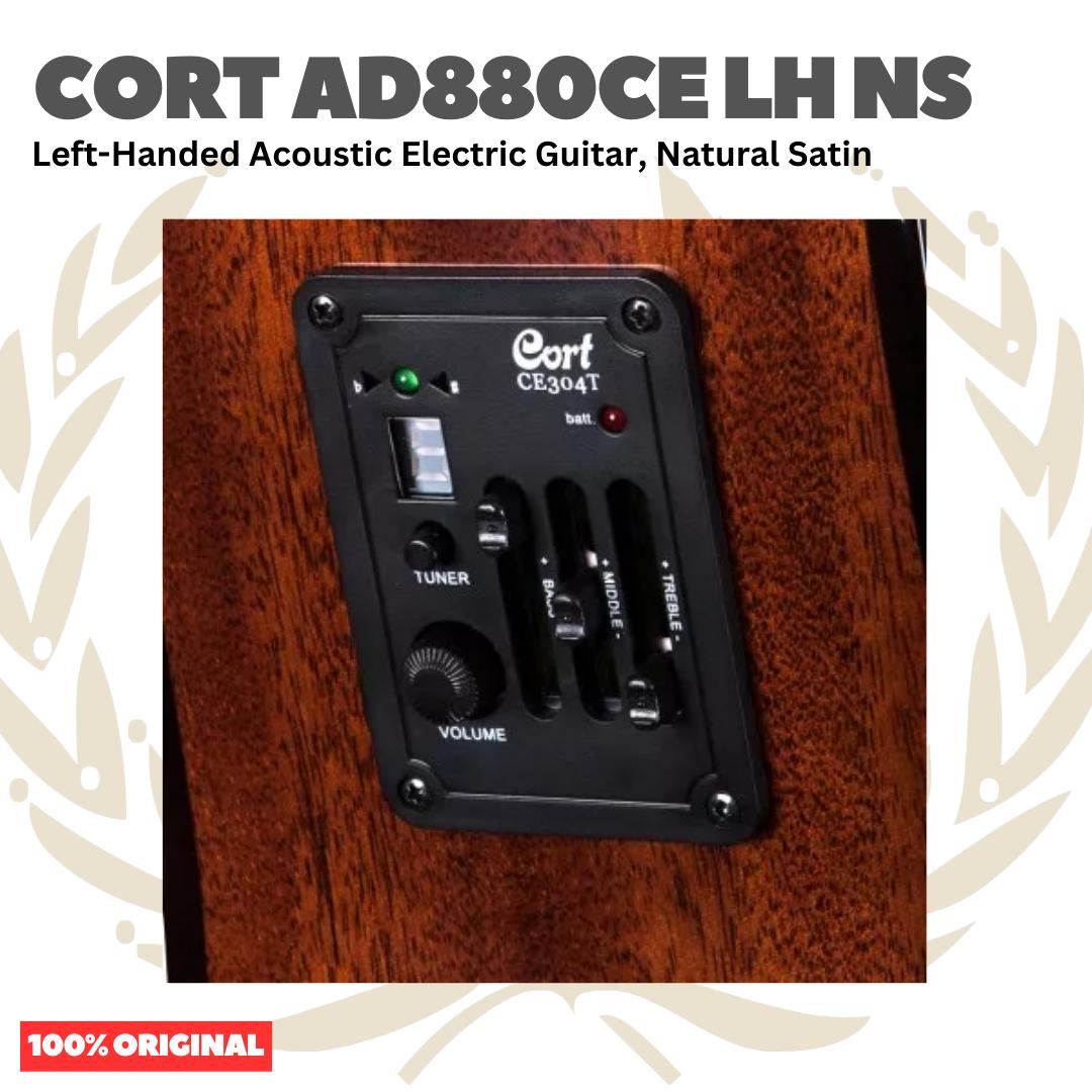 Cort AD880CE-LH-NS Left-Handed Acoustic Electric Guitar, Natural Satin - Gitar Kidal Akustik Elektrik Original Asli