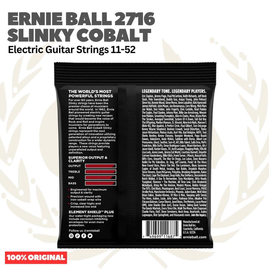 Ernie Ball 2716 11-52 Burly Slinky Cobalt Electric Guitar Strings - Senar Gitar Listrik