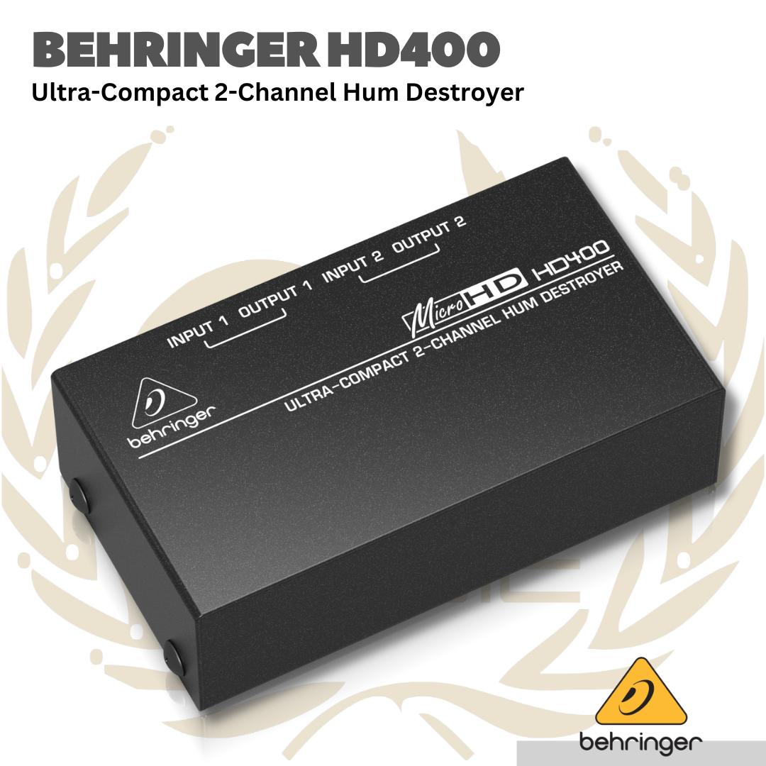 BEHRINGER HD400 ULTRA-COMPACT 2-CHANNEL HUM DESTROYER - HD-400 CLEAN HUM DESTROYER 2 CHANNEL