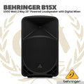 Behringer B15X 1000 Watt 2 Way 15" Powered Loudspeaker with Digital Mixer, Wireless Option