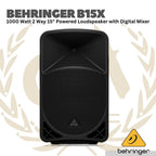 Behringer B15X 1000 Watt 2 Way 15" Powered Loudspeaker with Digital Mixer, Wireless Option