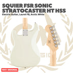 SQUIER FSR Sonic Stratocaster HT HSS Electric Guitar, Laurel FB, Arctic White - Gitar Listrik Elektrik Original