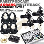 PAKET PODCAST 4 ORANG MULTI TRACK : BEHRINGER FLOW8 + MIC + HEADPHONE