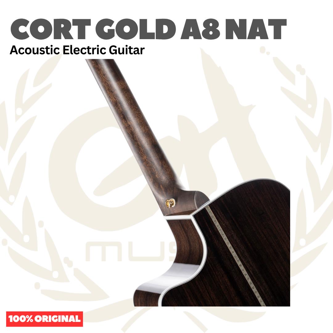 Cort GOLD A8 NAT Acoustic Electric Guitar w/Case - Gitar Akustik Elektrik