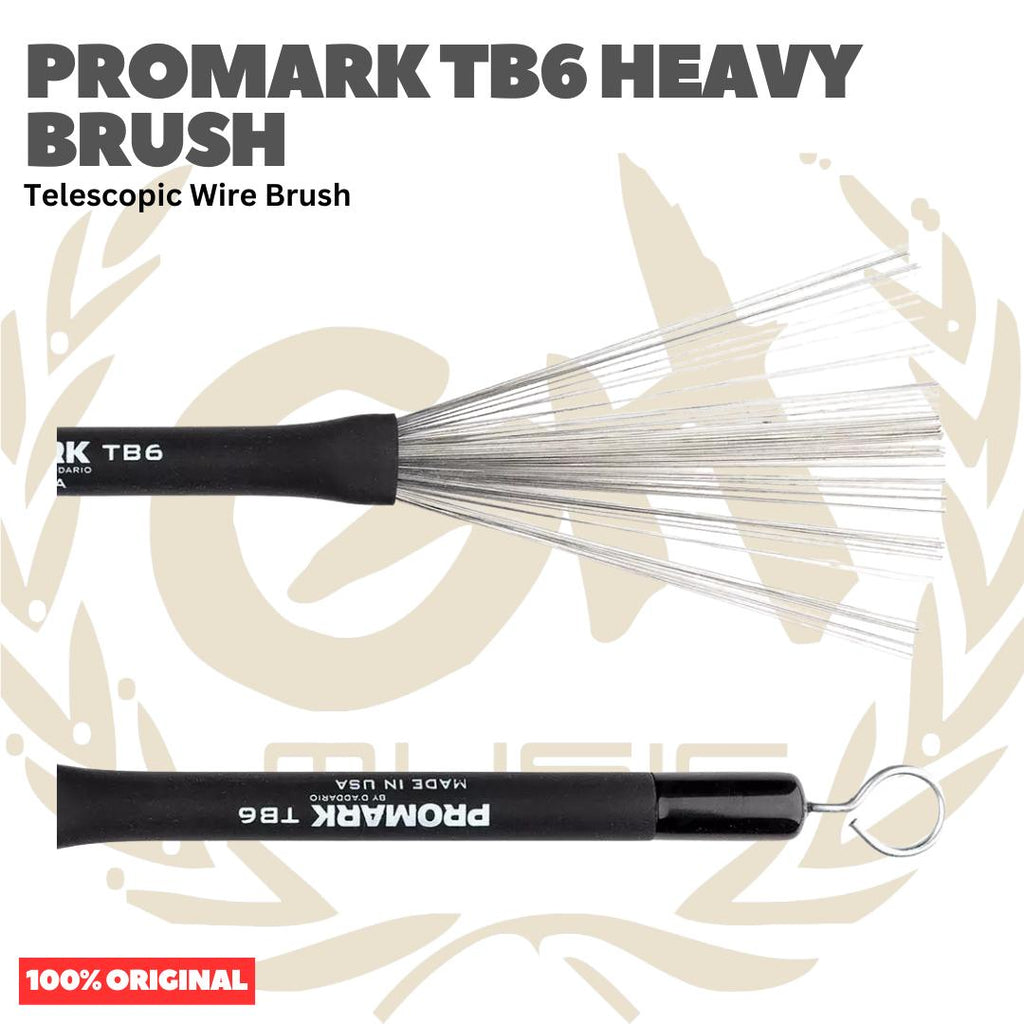 PROMARK TB6 Heavy Brush Telescopic Wire Brush - Stik Brass Snare Stik Kawat Jazz Original Asli