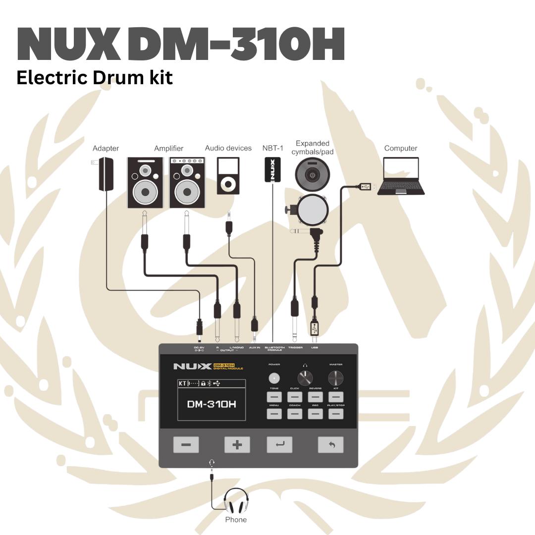 NUX DM-310H All Mesh Head Digital Drum Set - DM310H Drum Elektrik