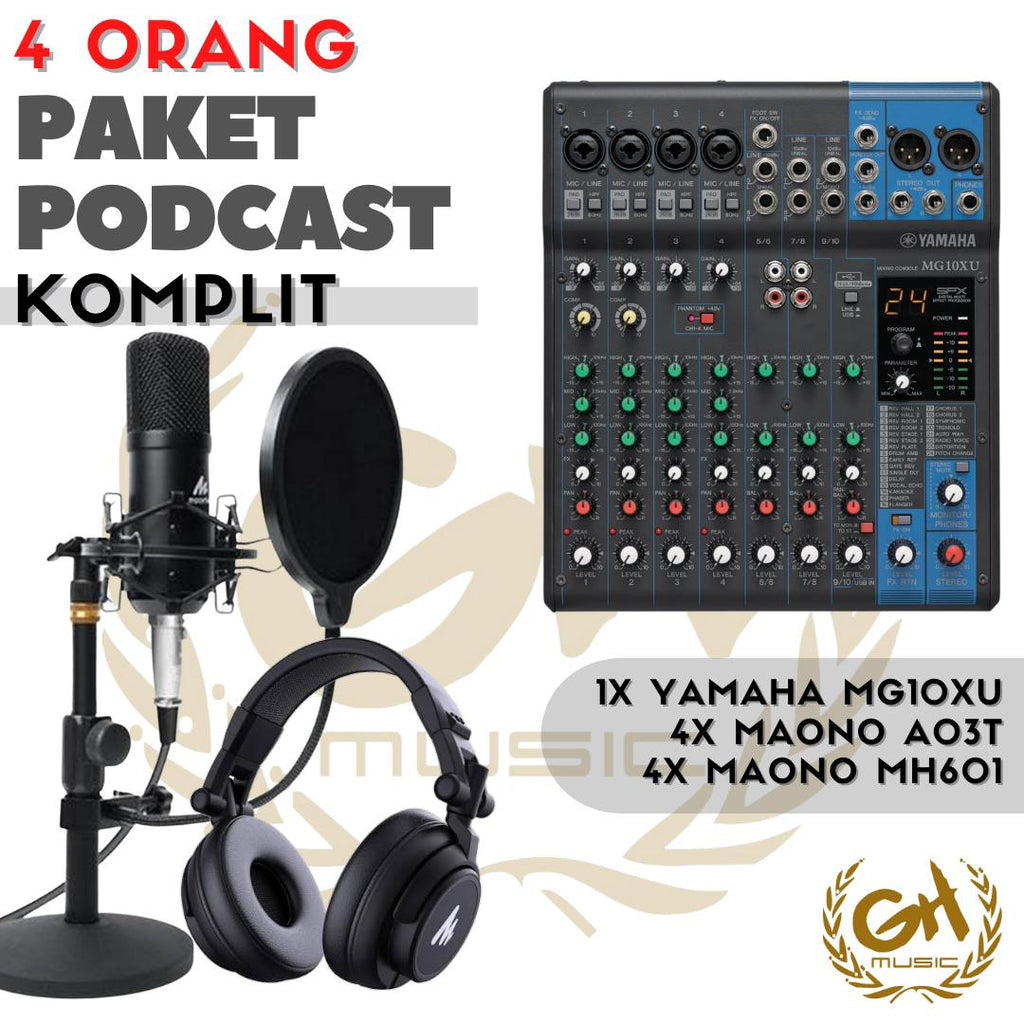 PAKET PODCAST BEREMPAT KOMPLIT MAONO A03T, MAONO MH601 PLUS MIXER