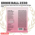 Ernie Ball 2330 Concert/Tenor Nylon Ball End Low G Ukulele Strings, Clear - Senar Ukulele