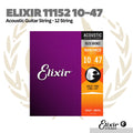 Elixir 11152 10-47 Nanoweb 80/20 Bronze Acoustic Guitar Strings, 12-String