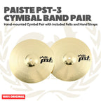 Paiste PST-3 Cymbal Band Pair Hand-mounted Cymbal Pair with Included Felts and Hand Straps - Simbal Drum