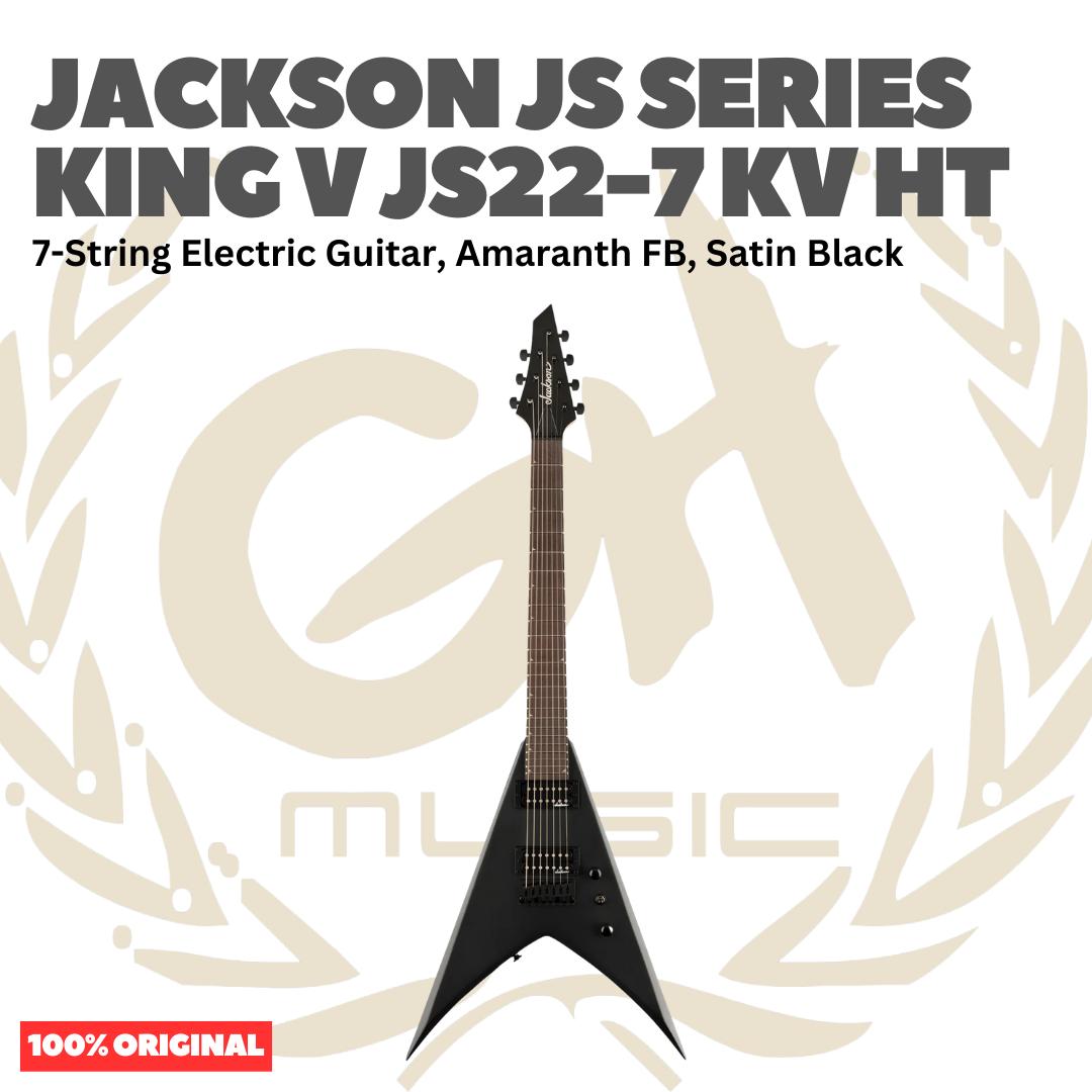 Jackson JS Series King V JS22-7 KV HT 7-String Electric Guitar, Amaranth FB, Satin Black - Gitar Listrik Elektrik Original Asli