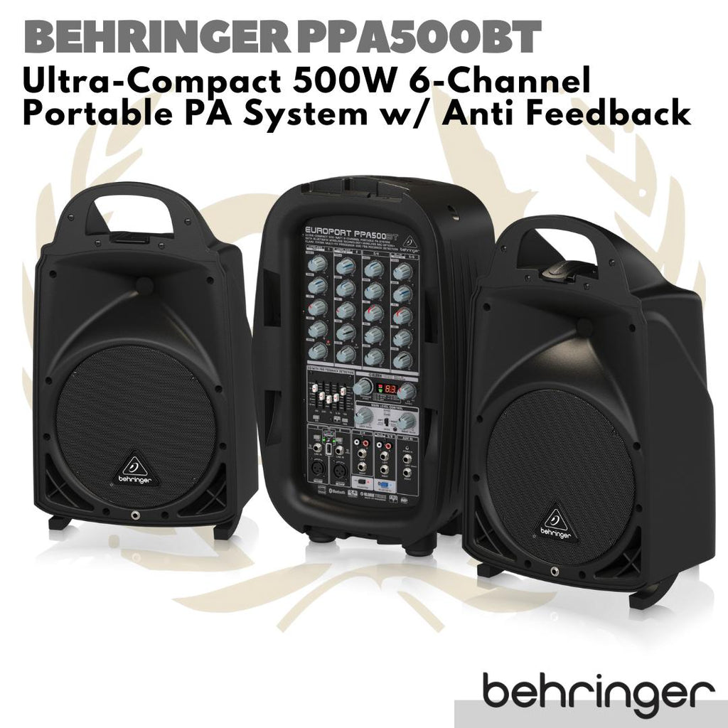 Behringer PPA500BT Compact 500Watt 6Channel Portable Speaker PA System
