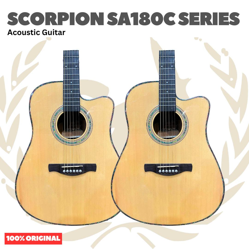 Scorpion SA180C Series Acoustic Guitar - SA 180 C Gitar Akustik Original Asli