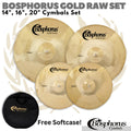 BOSPHORUS GOLD RAW SET 14", 16", 20" Cymbals Hi hat Crash Ride Simbal