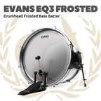 EVANS EQ3 Frosted Bass Drumhead Batter - Membran Bass Drum Frosted