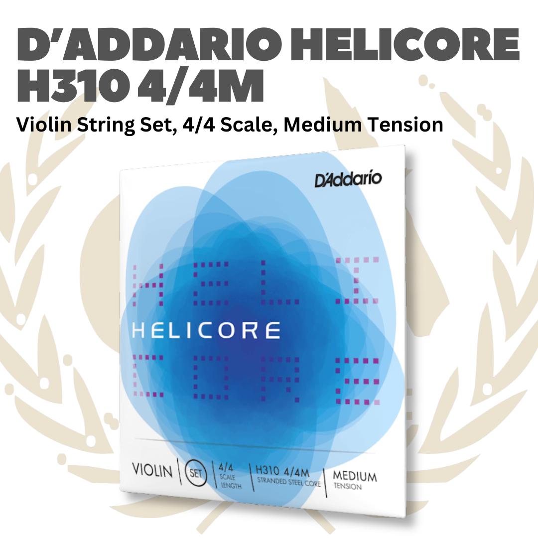 D'Addario Helicore H310 4/4 Violin String Set, 4/4 Scale, Light & Medium Tension - Senar Violin Set Original