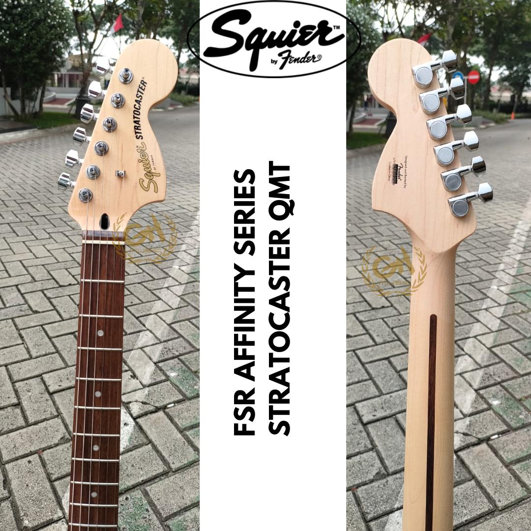 Squier FSR Affinity Series Stratocaster QMT Electric Guitar, Laurel FB - Gitar Listrik Elektrik