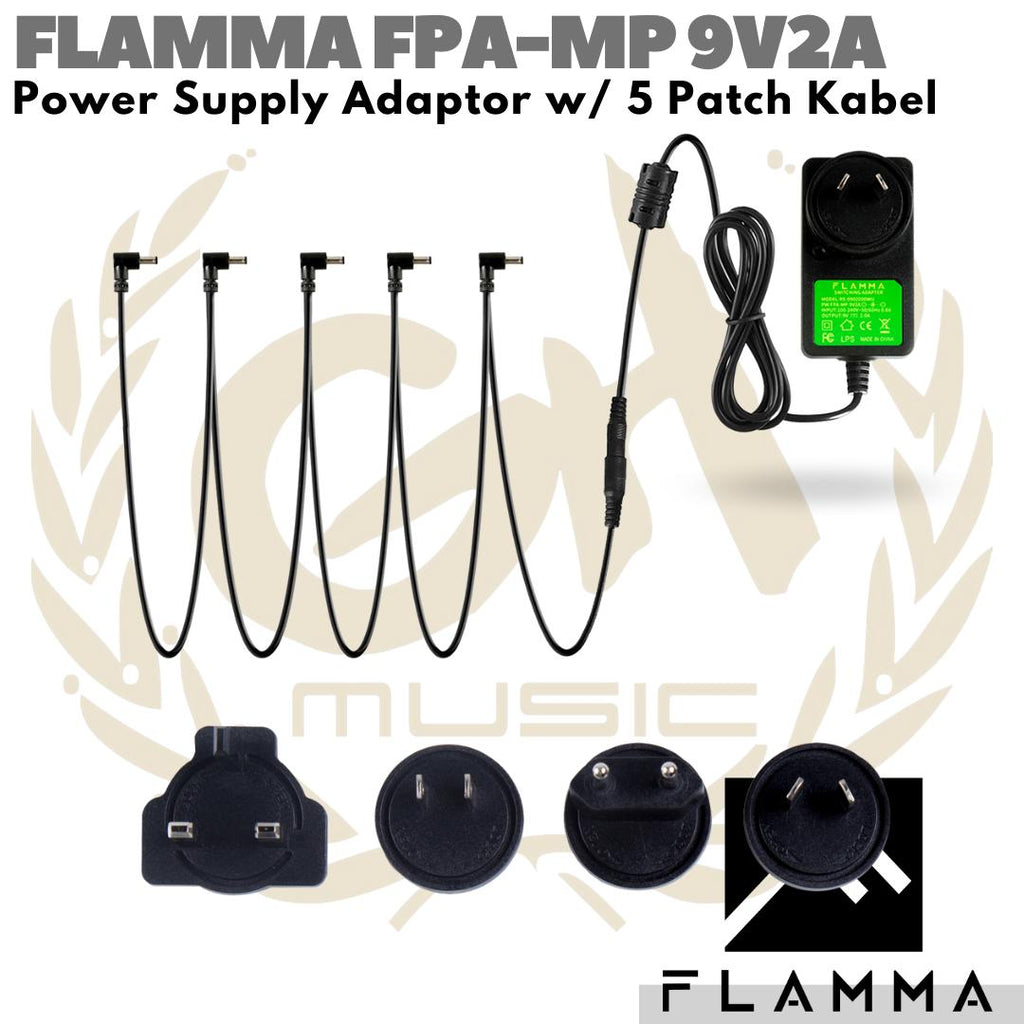 FLAMMA FPA-MP-9V2A Power Supply | Adaptor Efek Gitar 9v 2A 5 Kabel
