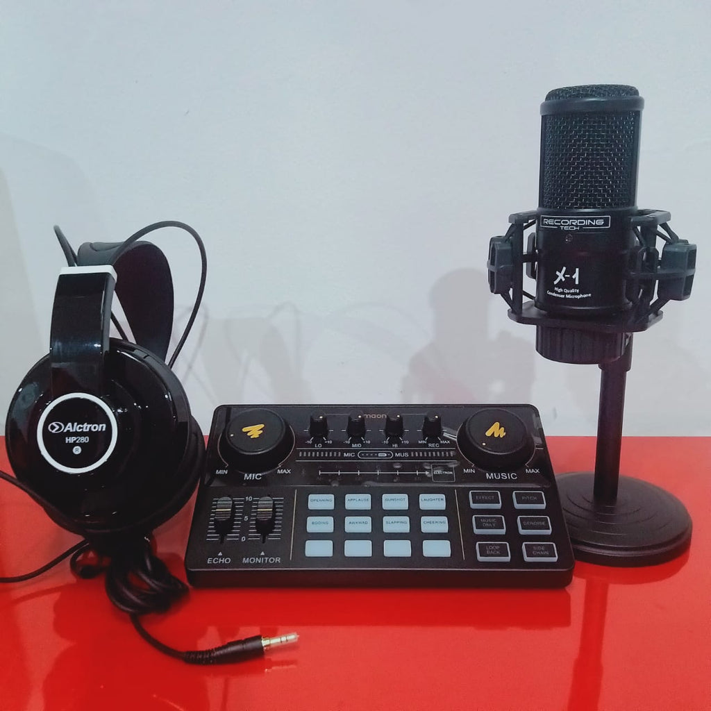 PAKET RECORDING PODCAST MAONO AM-200 MIC RT X-1 PLUS HP280 PLUS STAND
