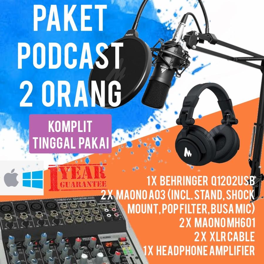 BEHRINGER Q1202USB PLUS MAONO A03, PODCAST 2 ORANG KOMPLIT