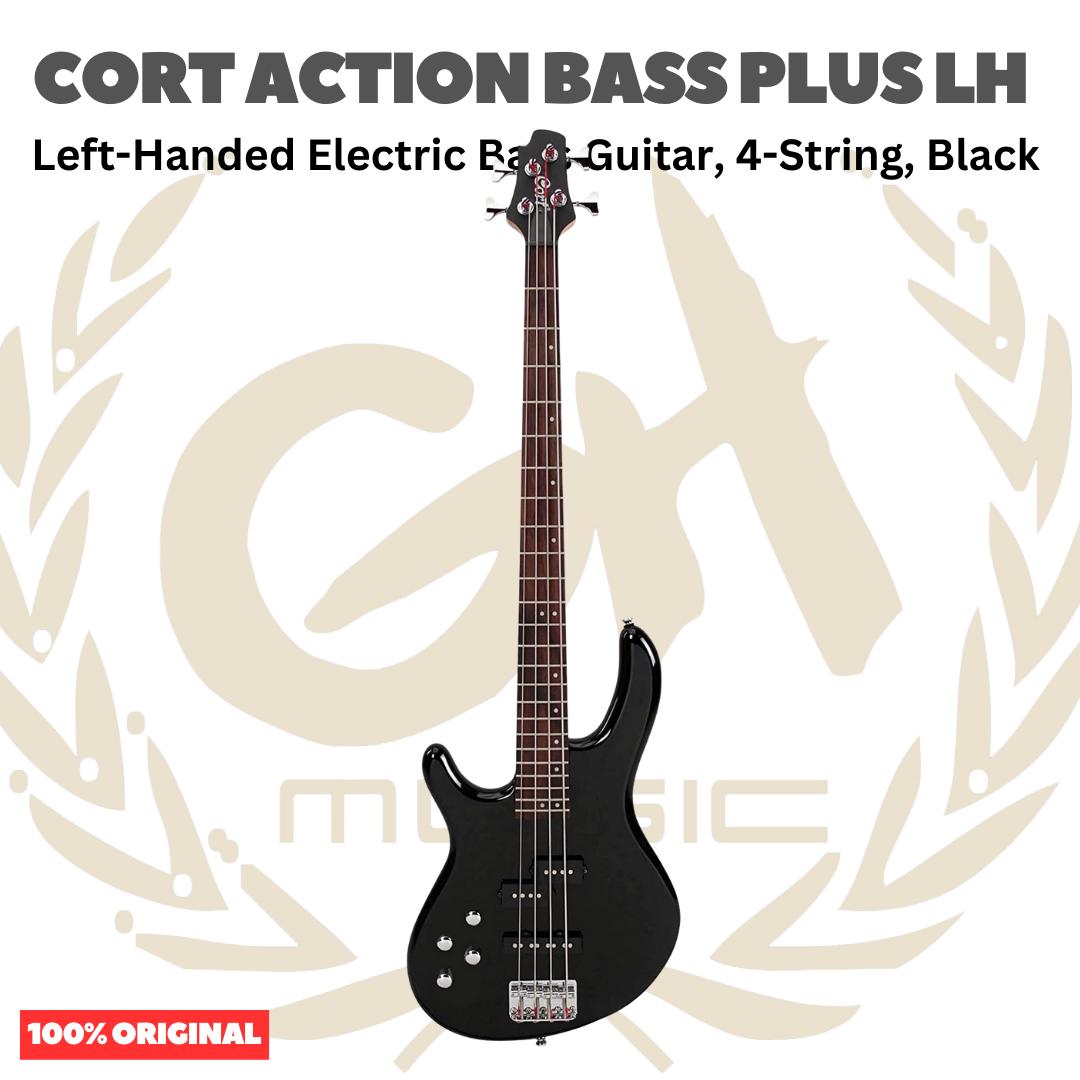 Cort Action Bass Plus LH-BK Left-Handed Electric Guitar Bass 4-String, Black - Gitar Bass Kidal Elektrik Original Asli