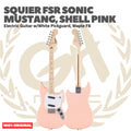 Squier FSR Sonic Mustang Electric Guitar w/White Pickguard, Maple FB, Shell Pink - Gitar Listrik Elektrik Original Asli