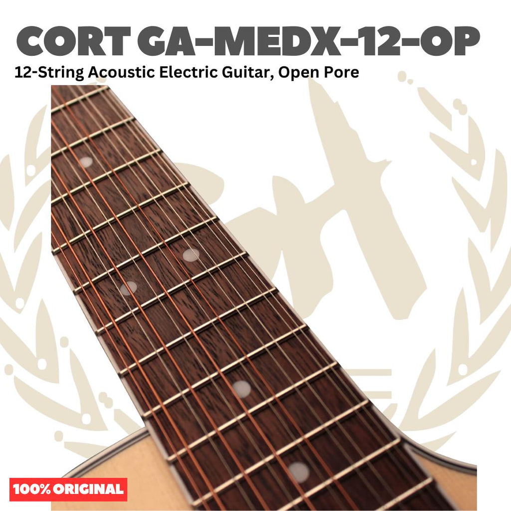 Cort GA-MEDX-12-OP Acoustic Electric Guitar 12-String, Open Pore - Gitar Akustik Elektrik 12 senar Original Asli