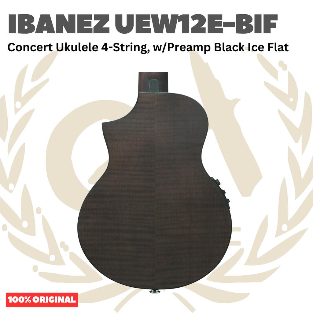 Ibanez UEW12E-BIF Concert Ukulele 4-String w/Preamp Black Ice Flat - Ukulele Concert 4-senar Original Asli