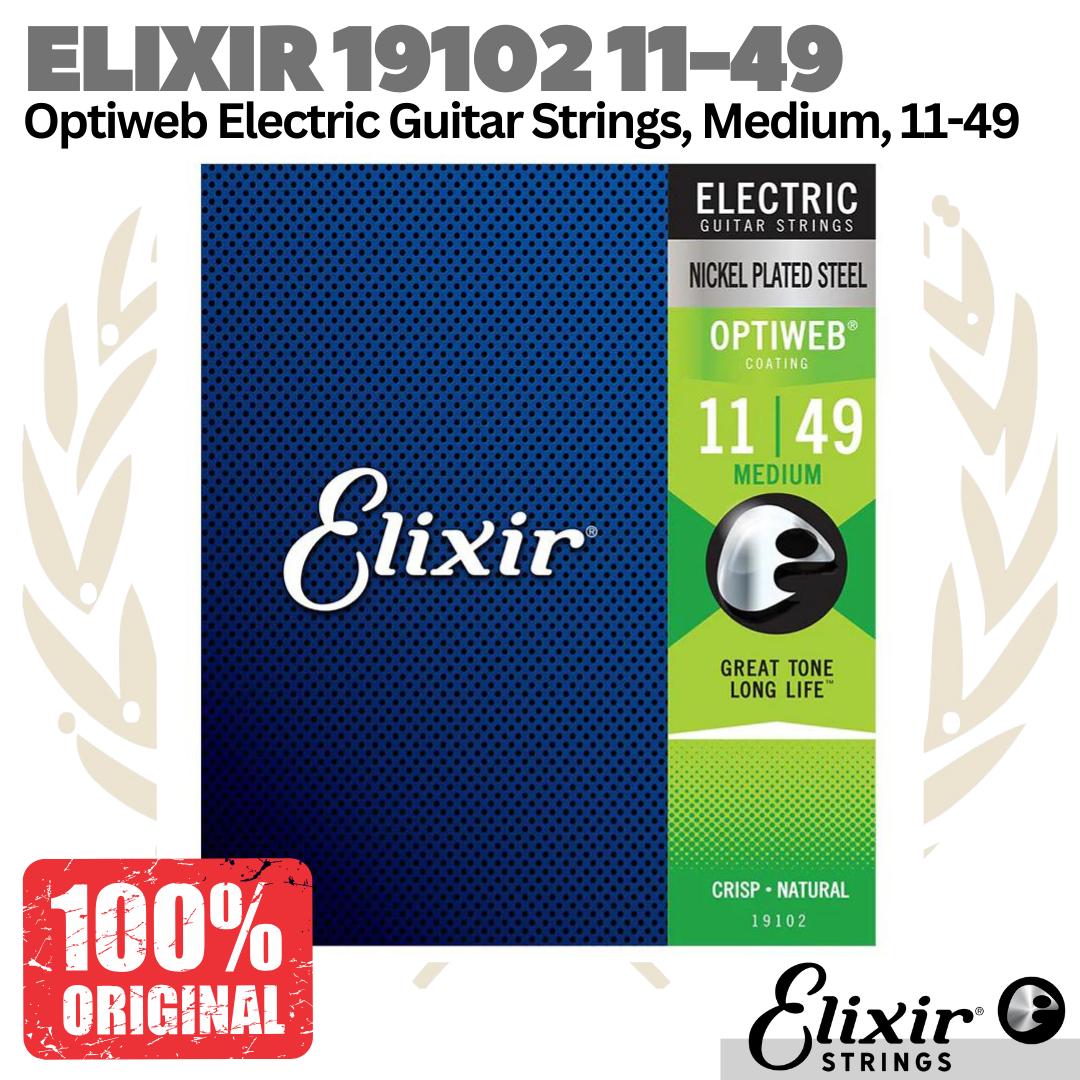 ELIXIR 19102 Optiweb Electric Guitar Strings, Medium 11-49 | Senar