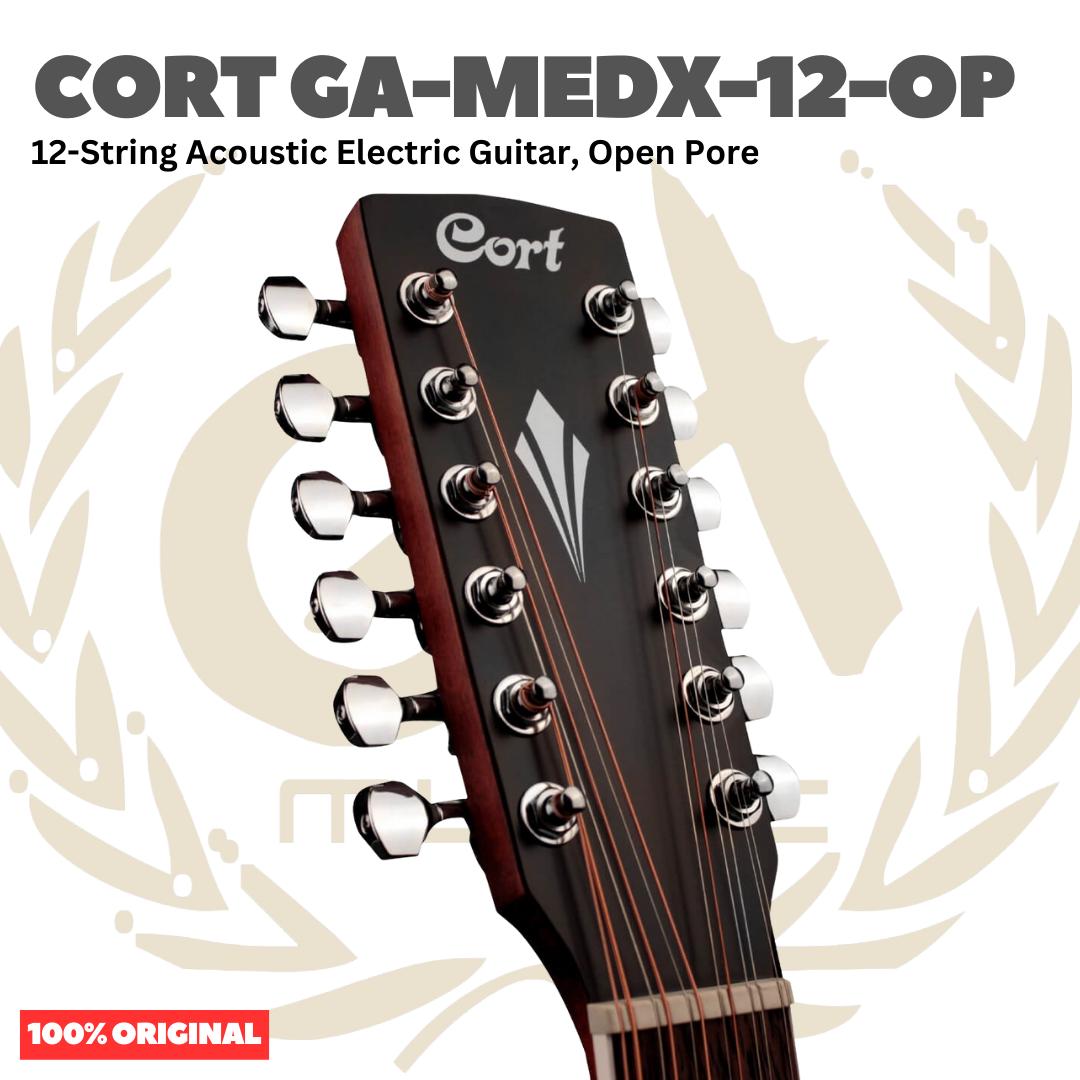 Cort GA-MEDX-12-OP Acoustic Electric Guitar 12-String, Open Pore - Gitar Akustik Elektrik 12 senar Original Asli