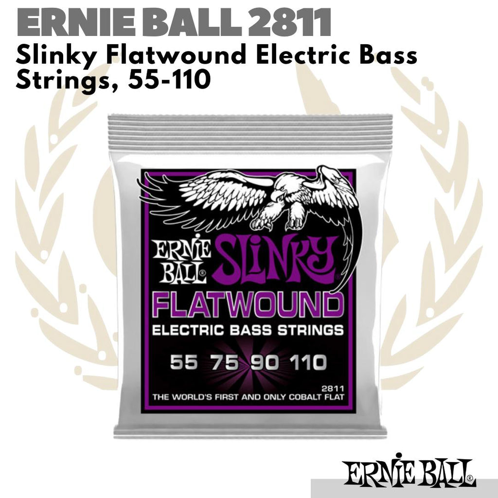 Ernie Ball Power Slinky Flatwound E Bass Strings 55 110 | 2811 Senar
