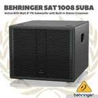 Behringer SAT 1008 SUBA Active 600-Watt 8" PA Subwoofer with Built-In Stereo Crossover