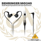 Behringer MO240 Studio Monitoring Earphones with Dual Hybrid Drivers
