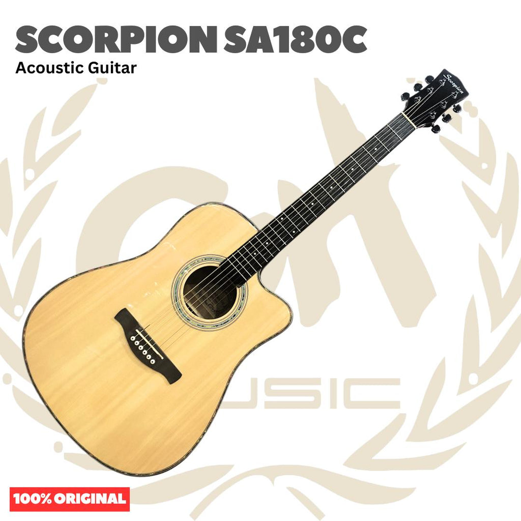 Scorpion SA180C Series Acoustic Guitar - SA 180 C Gitar Akustik Original Asli