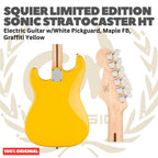 SQUIER Limited Edition Sonic Stratocaster HT Electric Guitar, Maple FB, Graffiti Yellow - Gitar Listrik Elektrik Original Asli