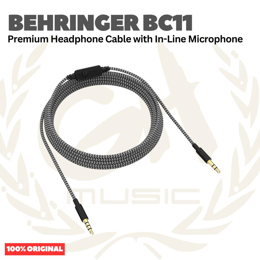 Behringer BC11 Premium Headphone Cable with in-Line Microphone - Kabel Jack Headphone TRS to TRRS
