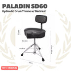 Paladin SD60 Hydraulic Drum Throne w/ Backrest - Kursi Bangku Drum SD-60