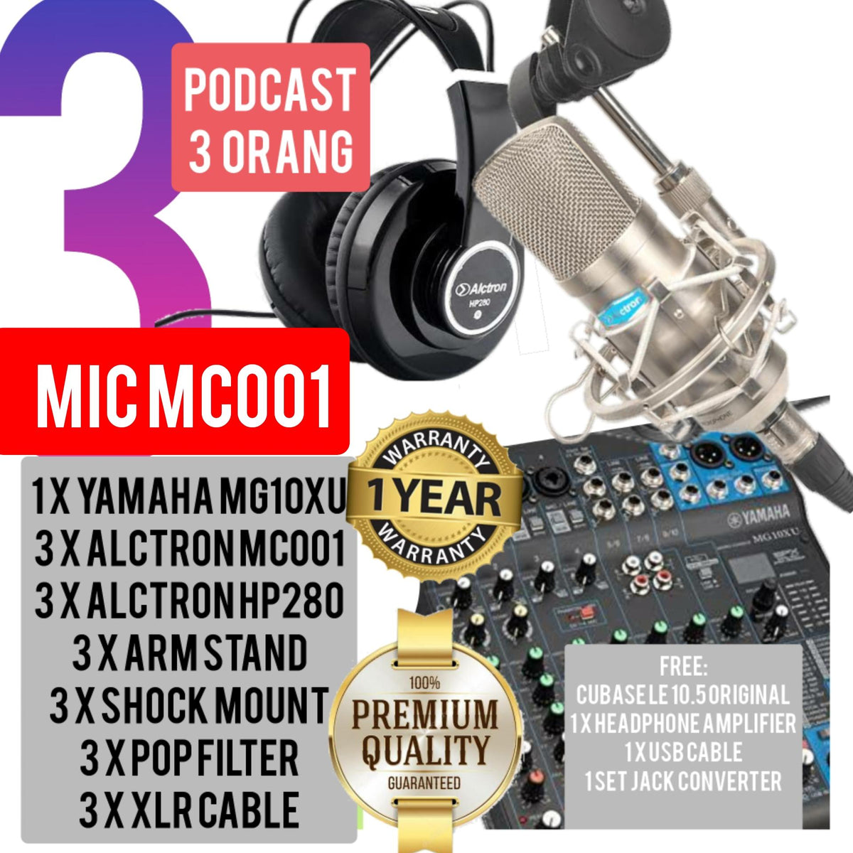 PAKET PODCAST 3 ORANG DENGAN MIC LGT240