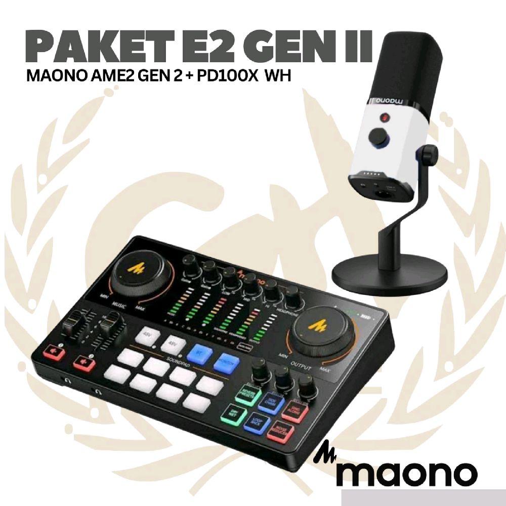 PAKET MAONO E2 GEN 2 - Maono Ame2 Gen II - 1 MIC - Podcast Streaming Recording